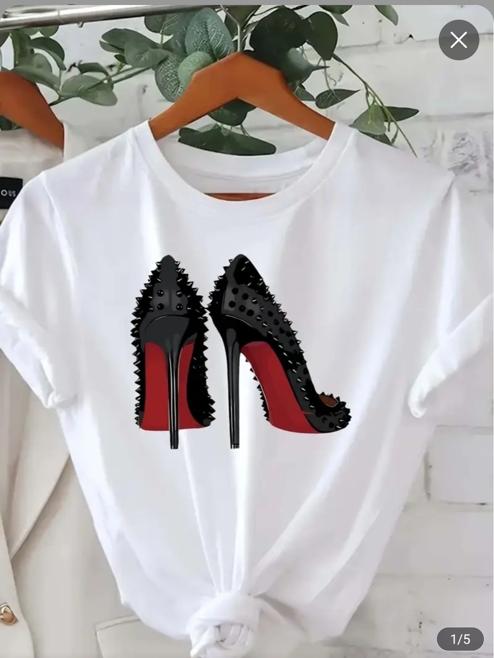 Women's Graphic Tee with Black & Red Stiletto Design NWT